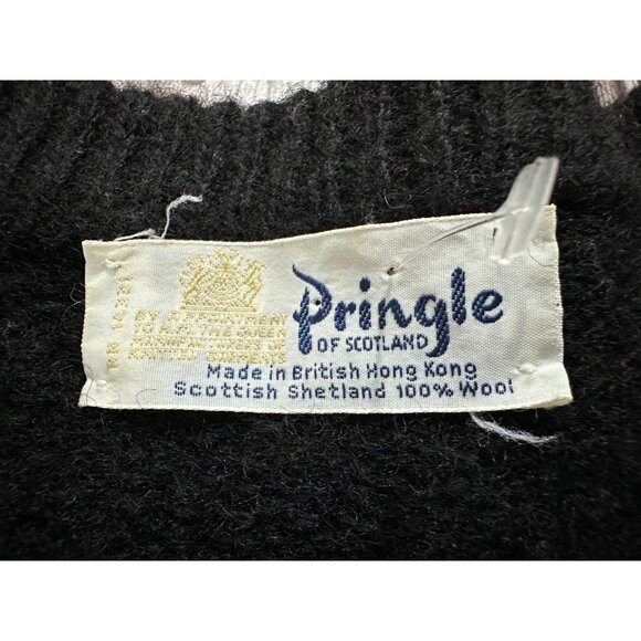 Pringle Of Scotland shetland 100% Wool geometric desing Sweater Size L Vintage - Picture 2 of 5